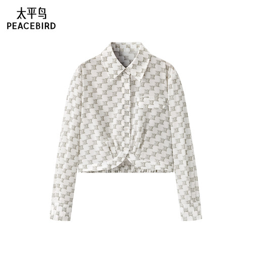 太平鸟女装夏季老花截短衬衫A1CAE2247
