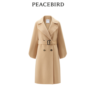 太平鸟女装冬季新款全羊毛双面呢大衣A1AAD4237