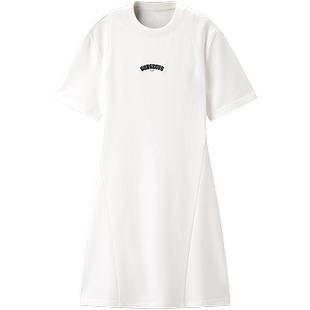 太平鸟女装圆领连衣裙夏季后背镂空短裙撞色潮流T恤裙