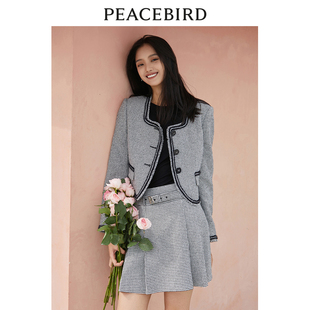 太平鸟女装2023年秋季新款小香风毛边外套A1BBD3501