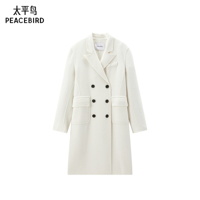 太平鸟女装冬季西装领直筒型双面呢大衣A1AAE4291