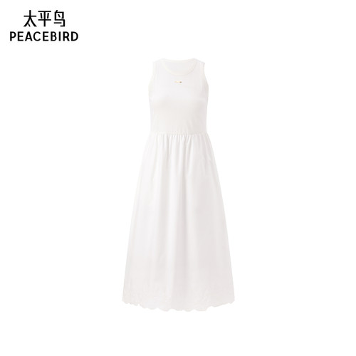 太平鸟女装夏季休闲风时尚绣花拼接连衣裙A1FAE2419