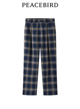 太平鸟女装春季格纹直筒长裤A1GBD1367奥莱