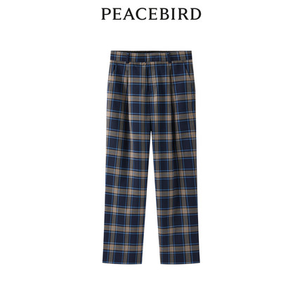 太平鸟女装春季格纹直筒长裤A1GBD1367奥莱
