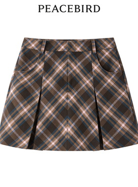 【商场同款】太平鸟女装2023年冬季新款格纹百褶裙A3GED4575