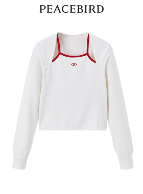 太平鸟女装春季假两件修身线套衫A3EEE12