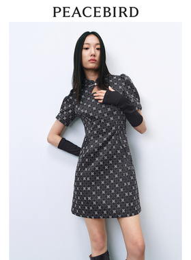 太平鸟女装新中式个性镂空自然挺括连衣裙短裙A1FAE1237