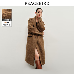 太平鳥圈圈呢大衣女復(fù)古美拉德2023冬裝 廓形毛呢外套呢子大衣奧萊