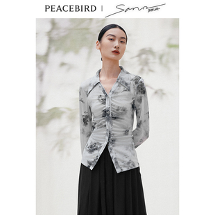 Song联名修身 Daria 时尚 休闲气质修身 女 太平鸟女装 衬衫 夏季