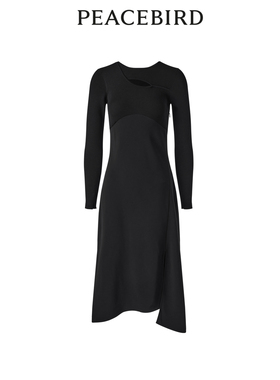 太平鸟女装春季长款拼接连衣裙A1FAD1416奥莱