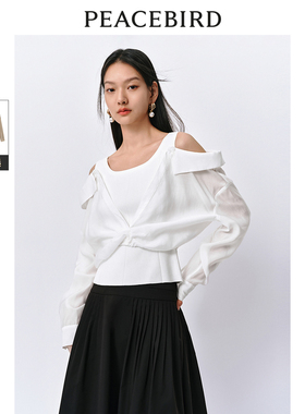 PEACEBIRD/太平鸟太平鸟 夏季气质雪纺衫假两件衬衫女