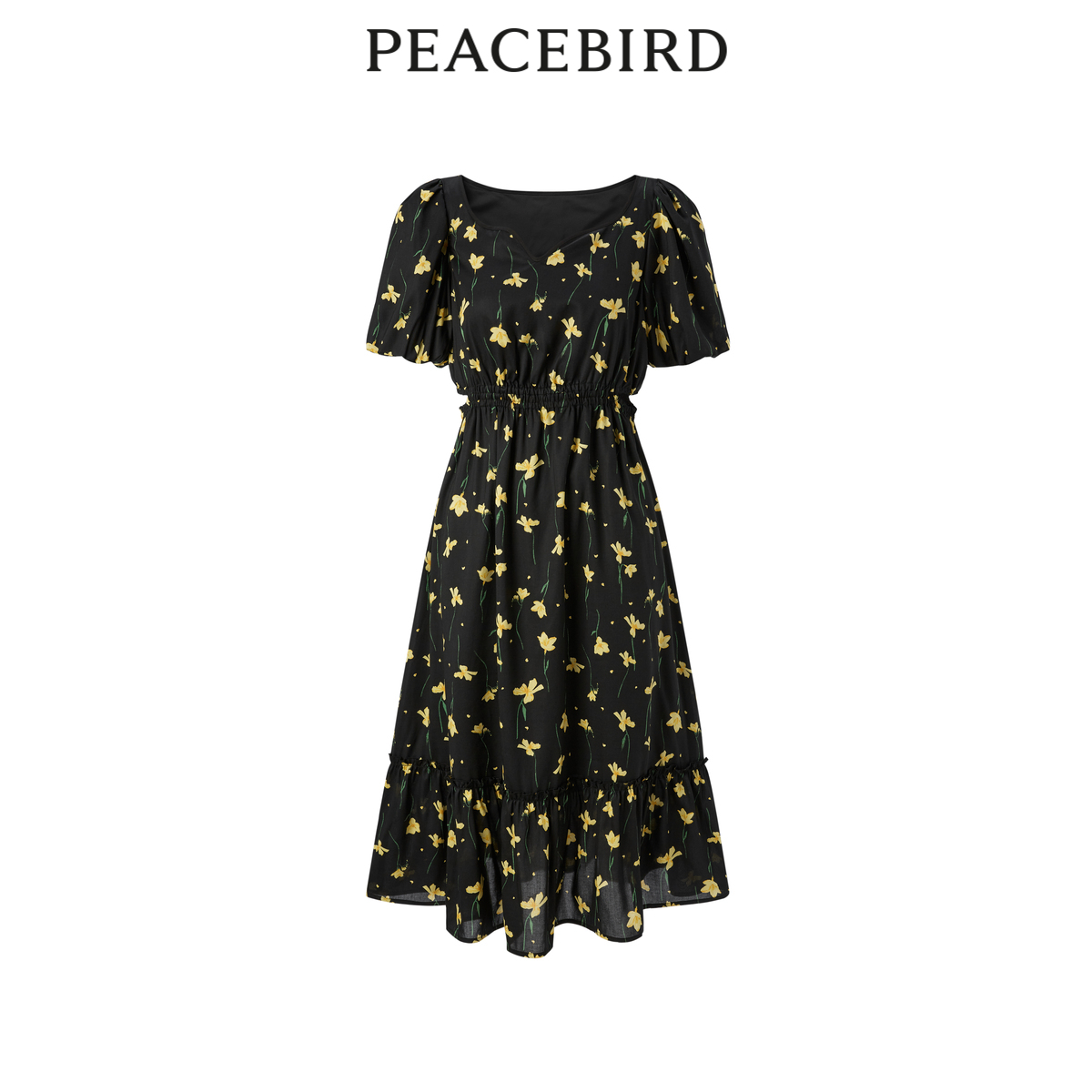 【商场同款】太平鸟女装2023年夏季新款满印花卉连衣裙A1FAD2C05