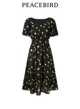 【商场同款】太平鸟女装2023年夏季新款满印花卉连衣裙A1FAD2C05