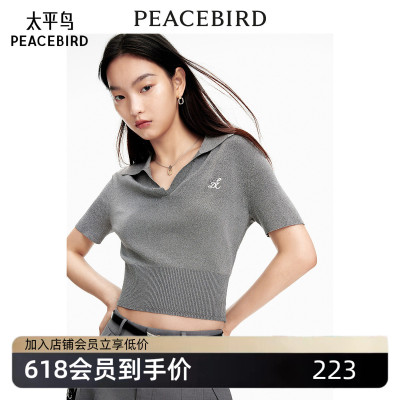 太平鸟女装夏季百搭夹花线套衫A1EEE2177