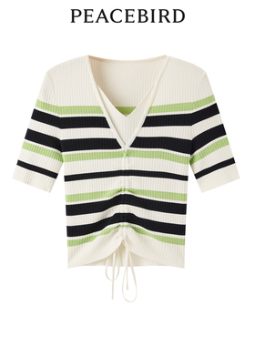 太平鸟女装时尚休闲气质条纹线套衫A1EED3201