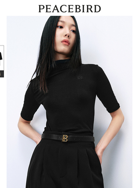 太平鸟女装春季天丝羊毛针织衫休闲通勤T恤女A1CNE1265