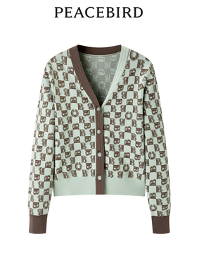 太平鸟女装秋季老花线开衫A1EED3304