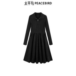 法式 新款 拼接连衣裙A1FAE4219 2025年冬季 太平鸟女装