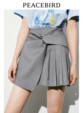 【商场同款】太平鸟女装2023年秋季新款扭结百褶半裙A1GED2219