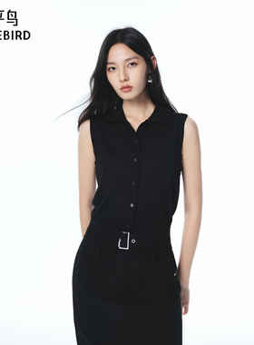 【商场同款】太平鸟羊毛混纺秋翻领背心马甲毛衫A3EFF3277