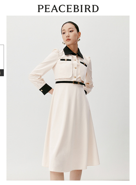 太平鸟女装冬季休闲时尚通勤假两件连衣裙A1FAD44