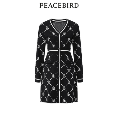 【商场同款】太平鸟女士时尚2023年春季老花纹样连衣裙奥莱