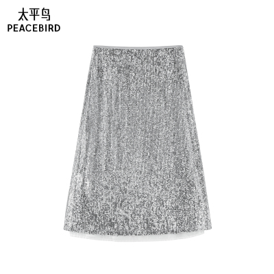 太平鸟女装夏季休闲优雅品质亮片长裙A1GFE2622