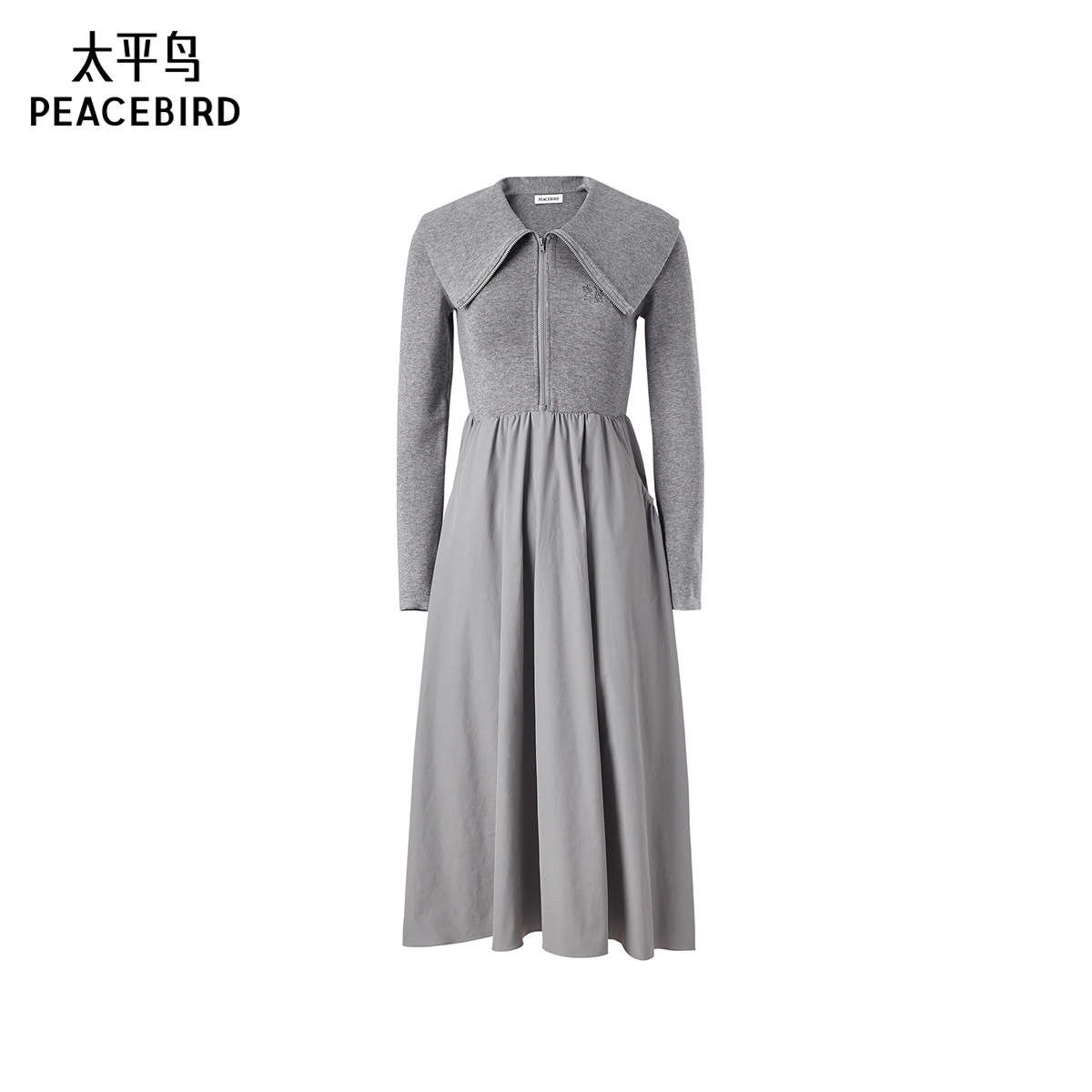 太平鸟女装春季针织拼接连衣裙A1FAE1610图片