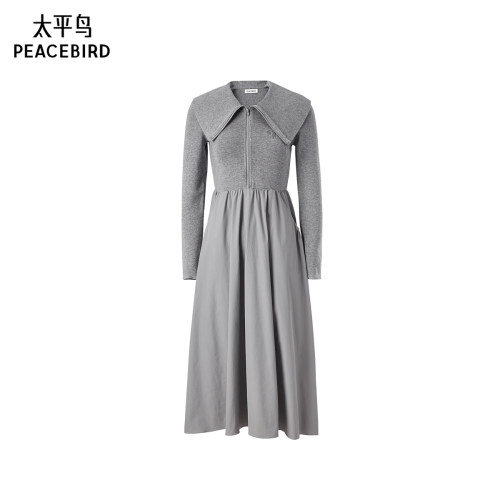 太平鸟女装春季针织拼接连衣裙A1FAE1610