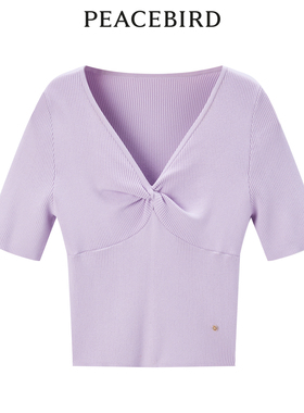 太平鸟女装秋季斯文扭结线套衫通勤针织衫女A1EED3103