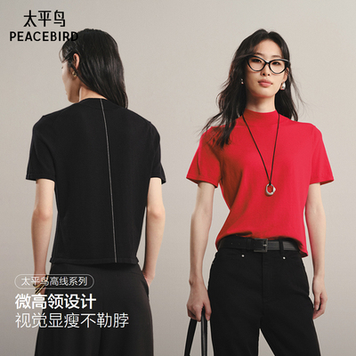 【商场同款】太平鸟25秋新三醋酸短袖半高领针织套衫A1EEF3409