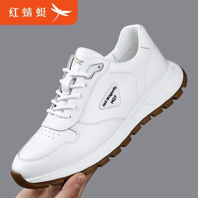红蜻蜓男鞋2025新款夏季透气镂空运动鞋真皮防滑软底休闲跑步鞋