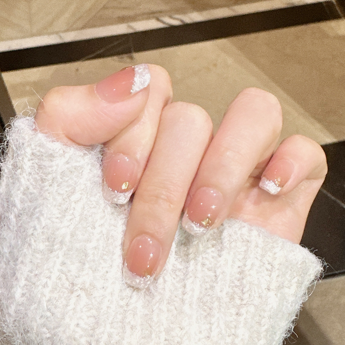螺纹法式短款美甲纯手工贴片成品穿戴甲气质高级感新娘孕妇假指甲,彩妆/香水/美妆工具,穿戴甲/甲片,淘宝优惠券,粉丝福利购,淘宝优惠卷