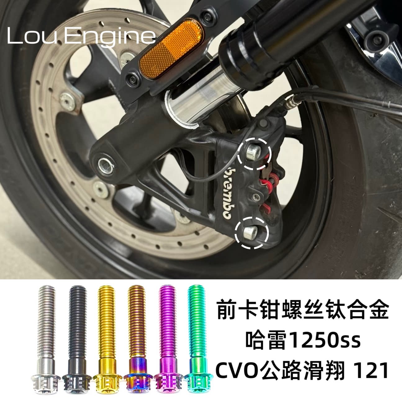哈雷1250ss/Sportster S/ CVO公路滑翔ST/前刹车卡钳螺丝钛合金