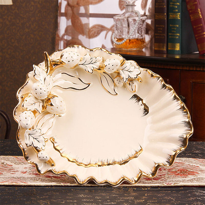 皇饰欧式果盘摆件陶瓷客厅装饰品个性果盆创意水果盘结婚礼物