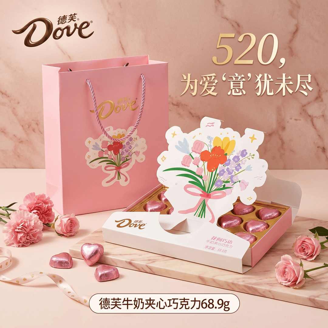 德芙520新款花间巧语巧克力礼盒送礼袋送男女朋友送爱人送闺蜜