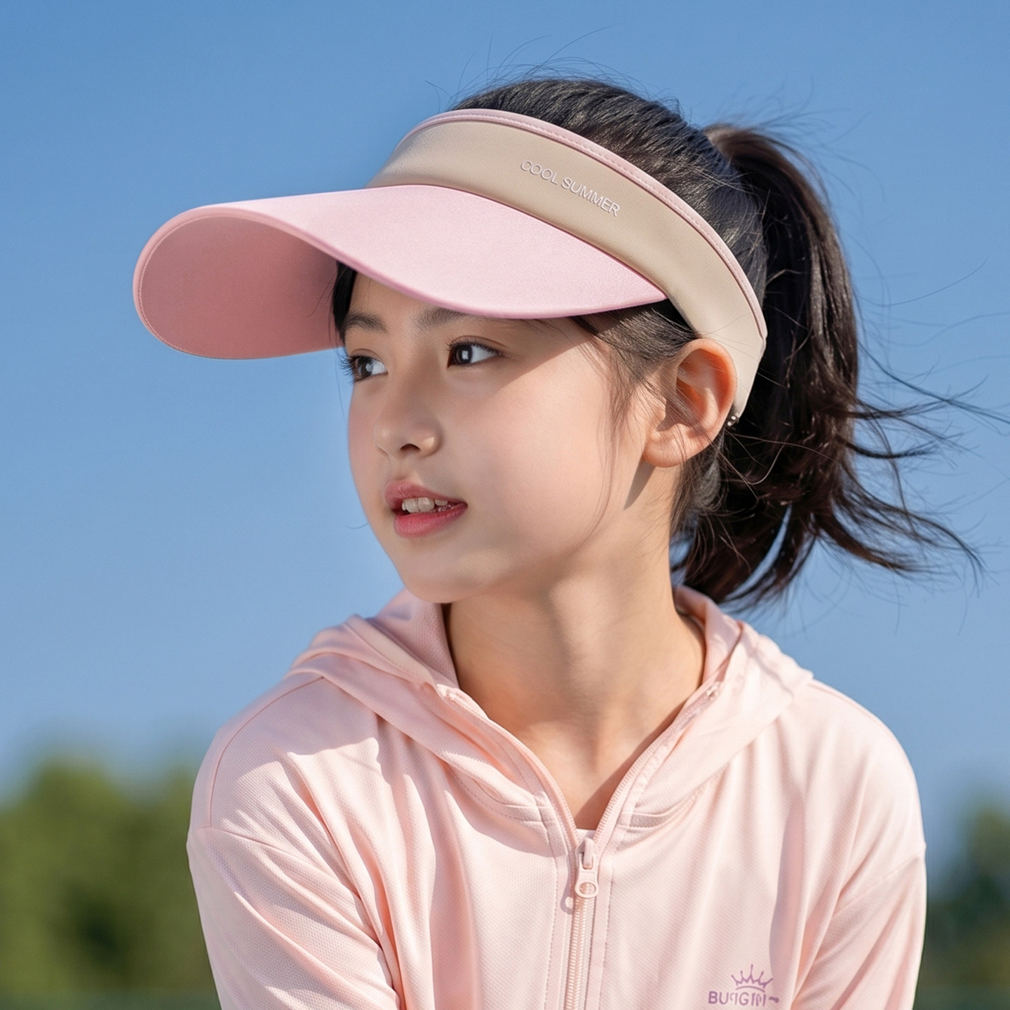 青少年防晒帽儿童夏季女童帽子遮阳帽初中高中学生网球空顶帽女生