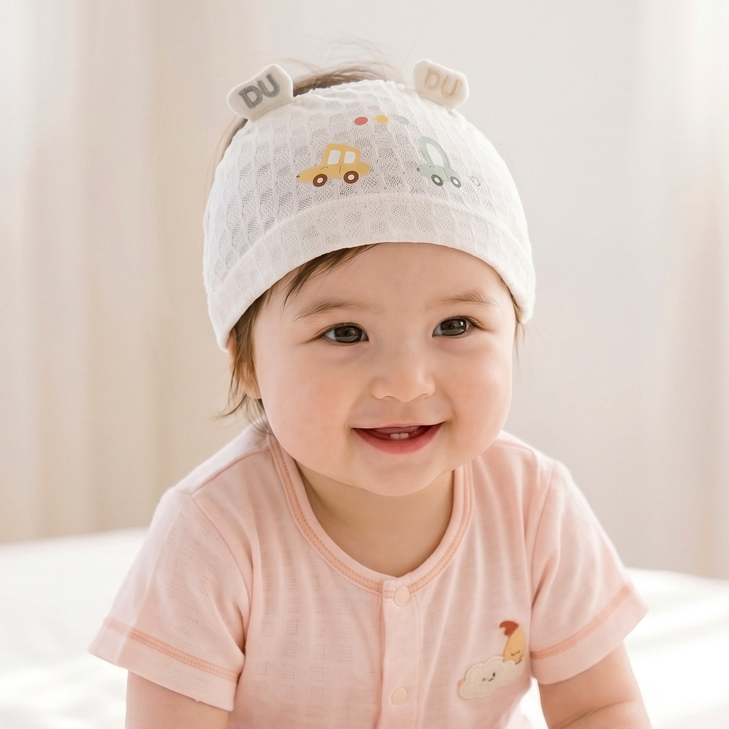 新生婴儿发带护囟门夏季薄款女童宝宝帽子透气男童胎帽儿童气门帽