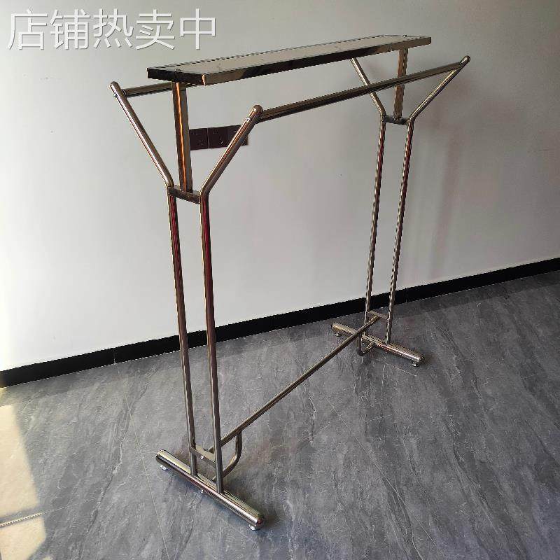 服装店展示架双排架中间货架双杠侧挂衣架 不锈钢中岛架落地架