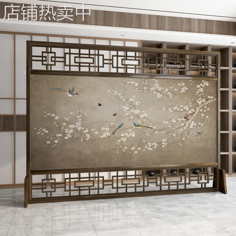中式屏风隔断客厅酒店大厅公室实木格栅装饰入户玄关座屏