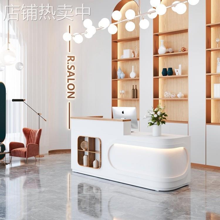 收银台服装店简约烤漆款理发柜台美容院公司前台接待转角吧台