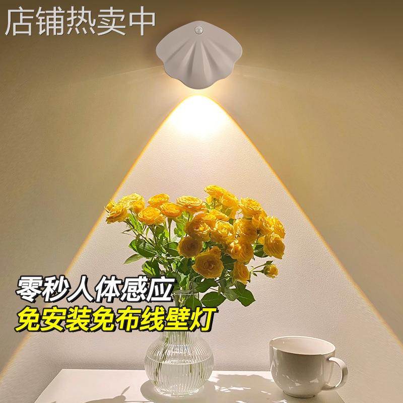 免布线壁灯感应无线自动磁吸入户玄关门牌号楼道免打孔可充电射灯