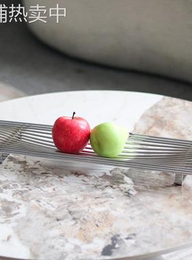 抽象艺术线条展示托盘摆件售楼处样板间餐厅客厅长条桥形果盘饰品