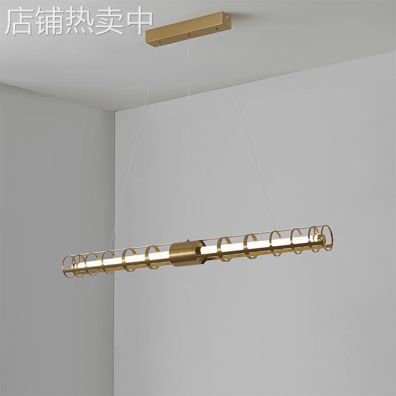 后现代金属吧台餐厅灯圆管美式简约设计师展厅美容院长条镂空吊灯