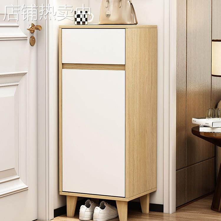 全实木极简超窄实木鞋柜家用门口楼道外小户型小尺寸入户小型极窄