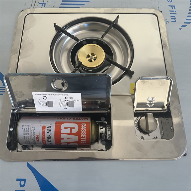 全不锈钢火锅桌餐饮摆摊配嵌入C式卡式炉圆桌连体折叠桌方桌