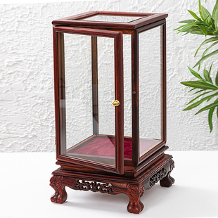红木摆件玻璃罩虎脚开门花瓶古董文玩佛像工艺品展示盒防尘罩定制
