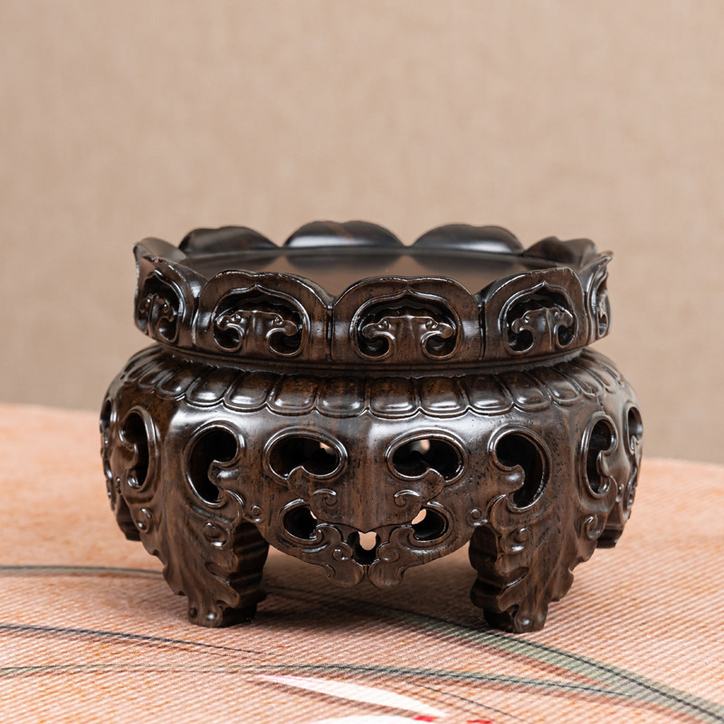 黑檀木整木圆形花瓶奇石头香炉花盆酒坛茶壶鱼缸佛像摆件底座托架,家居饰品,木雕,淘宝优惠券,粉丝福利购,淘宝优惠卷