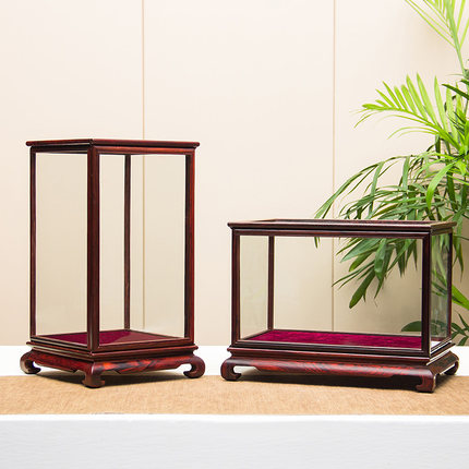 红木玻璃罩佛像观音工艺品摆件红酸枝移门防尘罩展示盒供佛定制