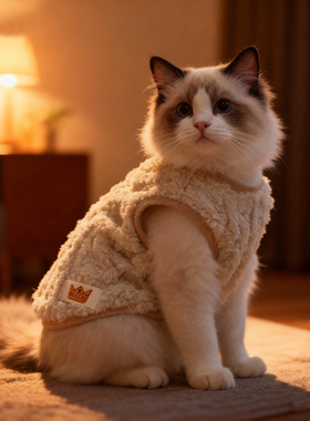 猫咪衣服冬季防掉毛布偶银渐层猫德文无毛猫英短蓝猫冬天保暖加厚